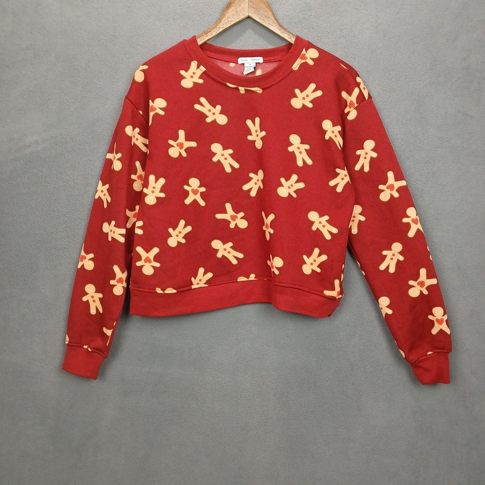 Better Together Cropped Sweatshirt Women Medium Dark Red Gingerbread Relaxed Fit